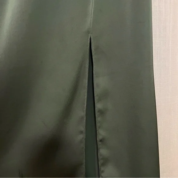 Azazie Linia Eucalyptus Mermaid Pleated Stretch Satin Dress Evening Gown Size 14 - Picture 14 of 14